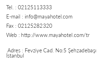 Maya Hotel stanbul iletiim bilgileri